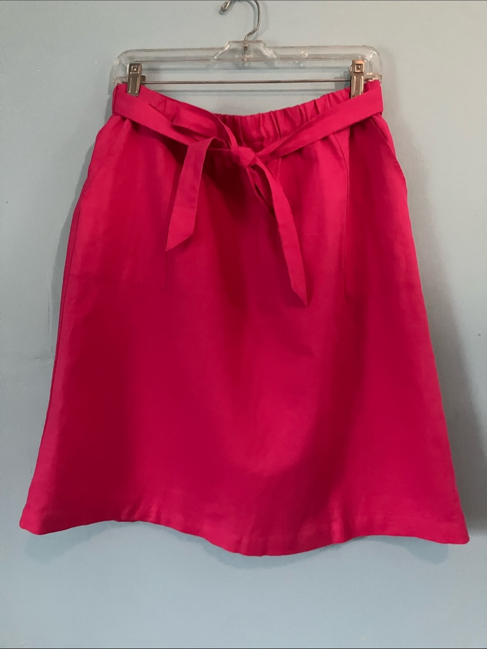 J. Crew Factory Hot Pink linen A-Line Skirt with Tie Waist